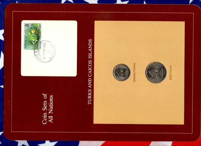 Coin Sets of All Nations Turks & Caicos UNC 1/2 & 1/4 Crown 1981 15DEC1981
