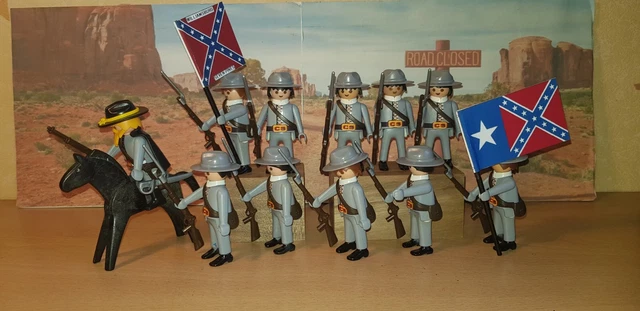 Playmobil western sudiste soldat far west chariot cavalerie canon convoi escorte lot 2 - Jeux & Jouets