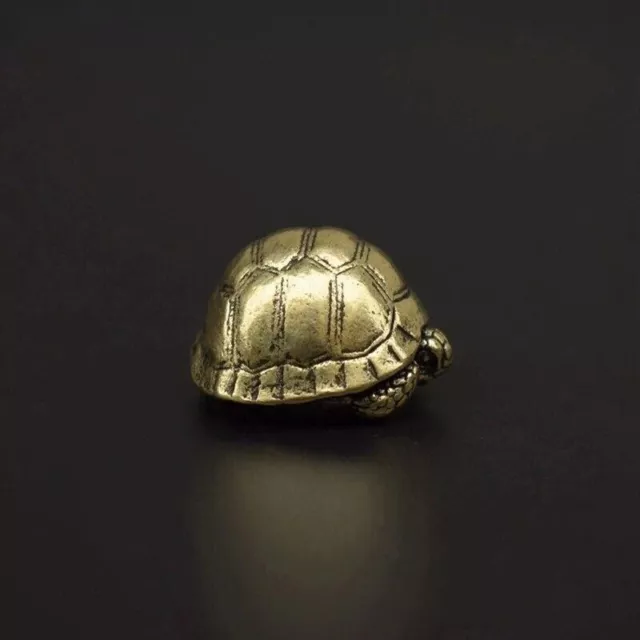 Vintage Solid Heavy Brass Tortoise Figurine Miniature Turtle Tea Pet Ornament