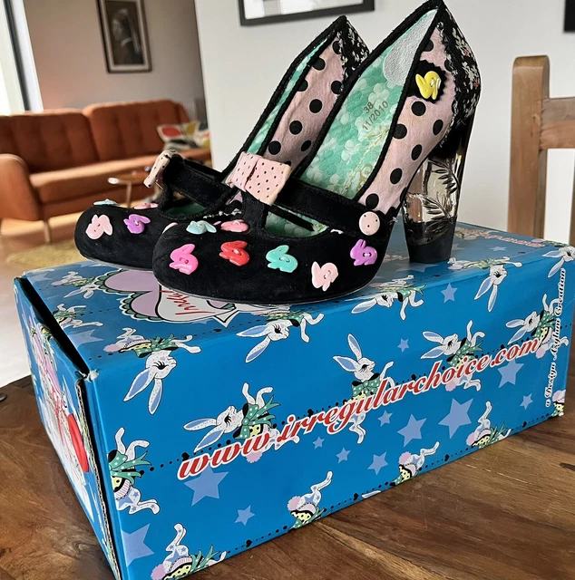 IRREGULAR CHOICE SHOES I’m Bossy Glass Heels Black Pink Bunnies Bow ...