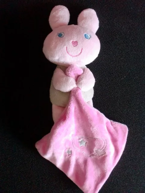 doudou peluche lapin rose et gris mouchoir brodé coeur étoile VETIR (2 dispo)