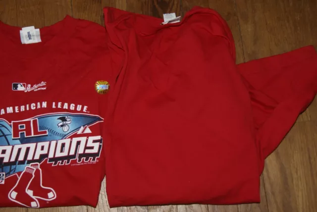 Lot de 2 tee-shirts rouges American League Boston Red Sox World Series M ou XL 2