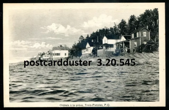 TROIS PISTOLES Quebec Postcard 1930s Waterfront Cabins by Gagnon