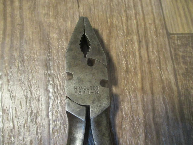 Vintage KRAEUTER USA No. 1841-8  Linesman Pliers Patterned Grips