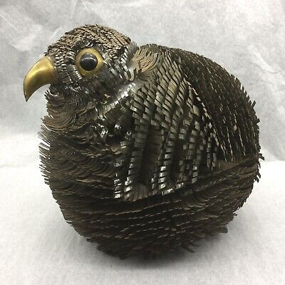 Alexander Blazquez Brutalist Tin Metal Bird Chicken 1960s Vintage Sculpture 8.25