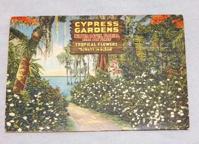 Vintage Postcard 1939 Souvenir Folder Cypress Gardens Winter Haven Florida