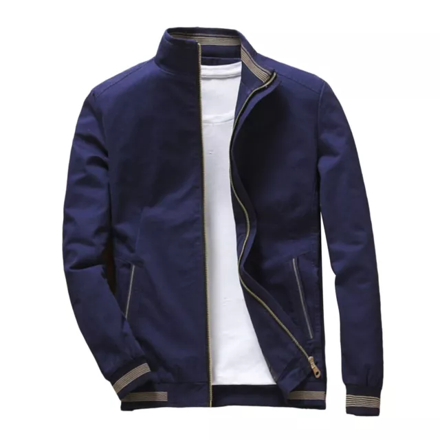 Men Jacket Slim Zipper Pure Color Ribbed Cuff Coat Super Soft