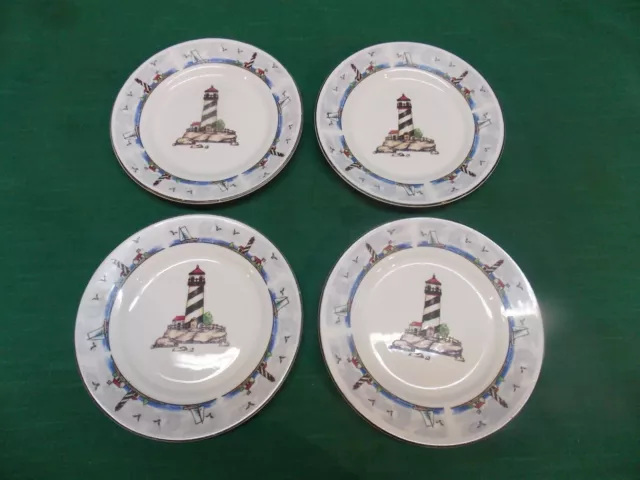 Set of 4 Totally Today Coastal Lighthouse 7" bread and butter plates.