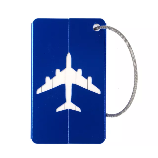 Luggage Tag Aluminum Travel Baggage Suitcase Identity Address Name Label Blue