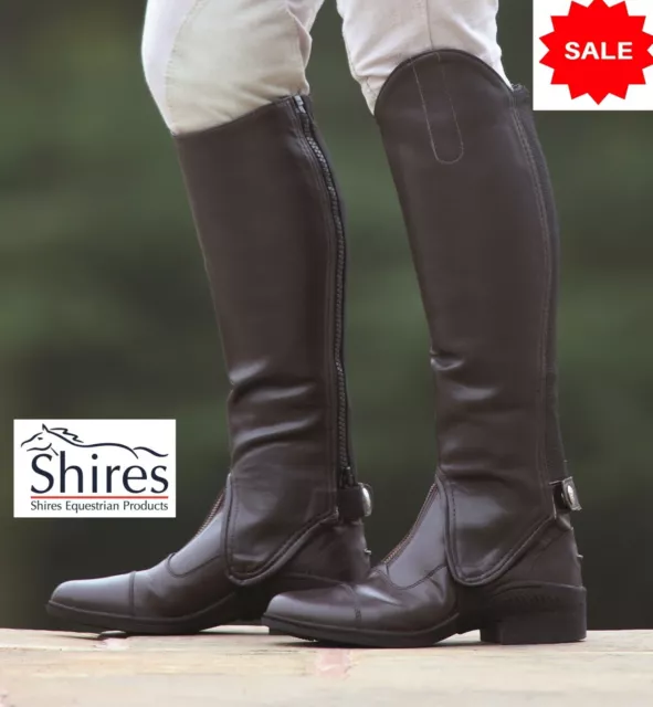 SALE £12.49 Shires Synthetic Leather Gaiters Half Chaps Childs Size Medium Brown