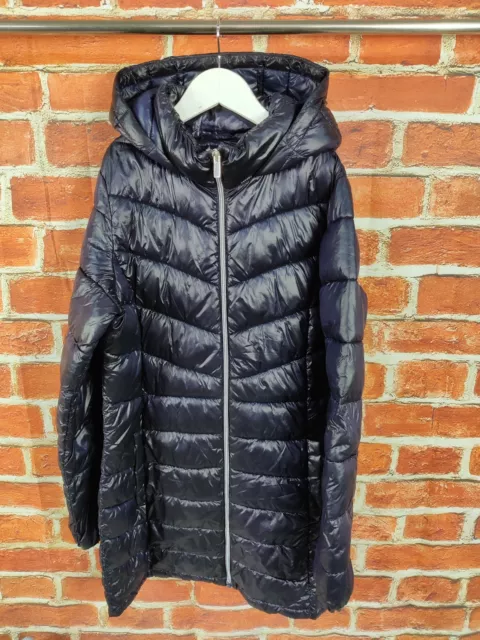 Girls Coat Age 13-14 Years Next Navy Soft Padded Long Puffer Jacket Hood 164Cm