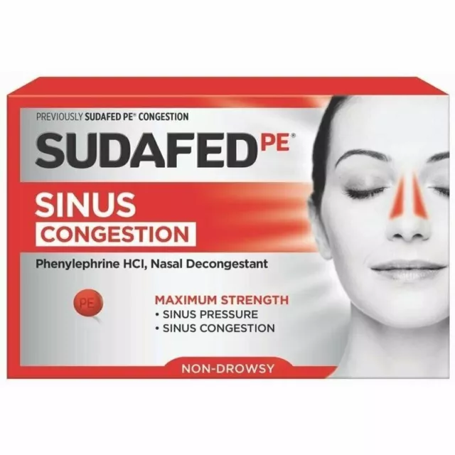 Sudafed PE Sinus Congestion Maximum Strength Non-Drowsy Tablets 10 mg 36 Count