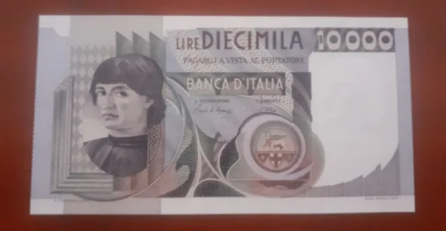 Lotto di due banconote non circolate 10000 lire castagno e 5000 lire Antonello