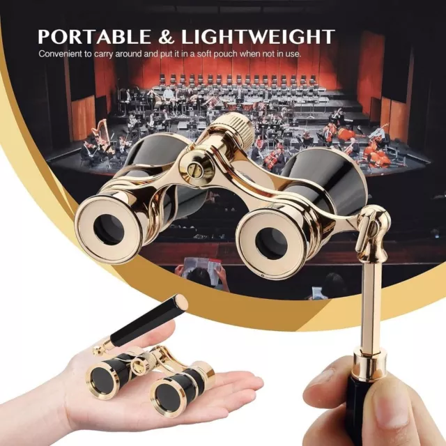 3X25 Opera Glasses with Retractable Handle Theater Binoculars UNISEX Gift