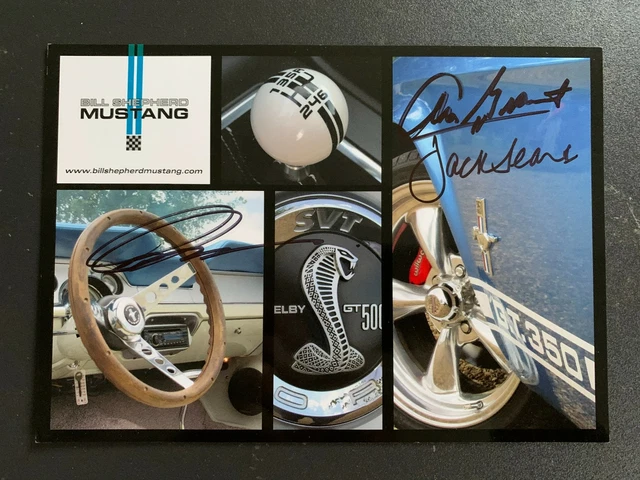 Rare Shelby GT500 Mustang postcard signed  Pete Brock Alan Grant and Jack Sears