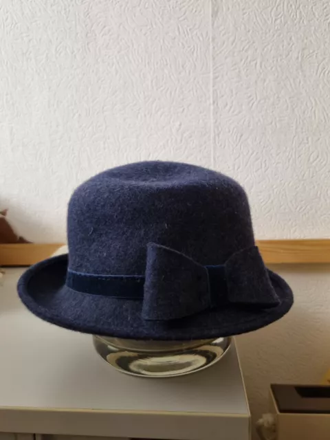 Eleganter Damen-Wollhut dunkelblau Gr. 56/57 wenig getragen