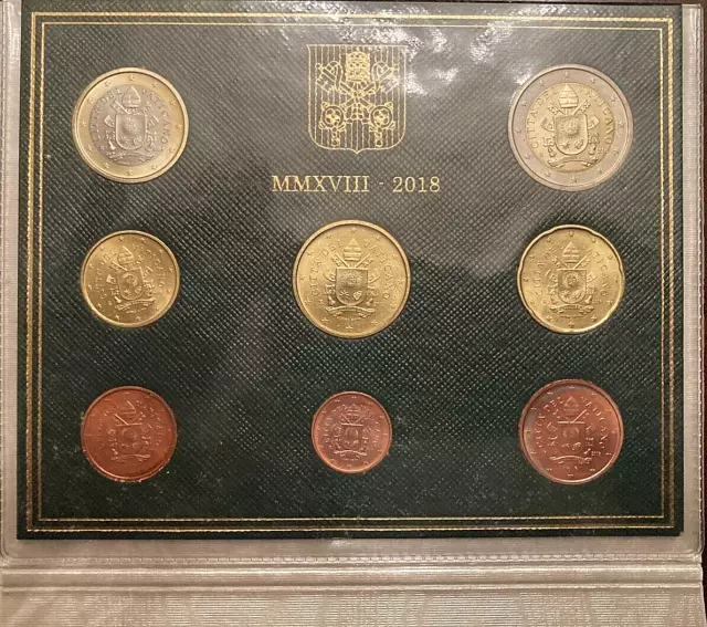 Vaticano 2018, Serie Divisionale Euro in confezione di zecca FDC. Vatikan Set. 3