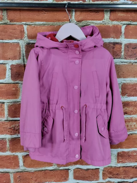 Girls Next Coat Age 3-4 Years Pink Fleece Lined Jacket Lightweight Hood 104Cm