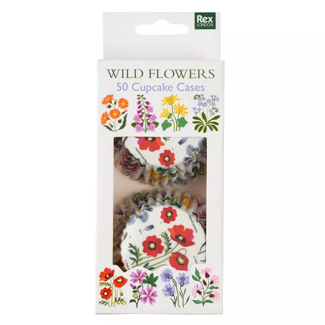 dotcomgiftshop WILD FLOWERS CUPCAKE CASES (PACK OF 50)