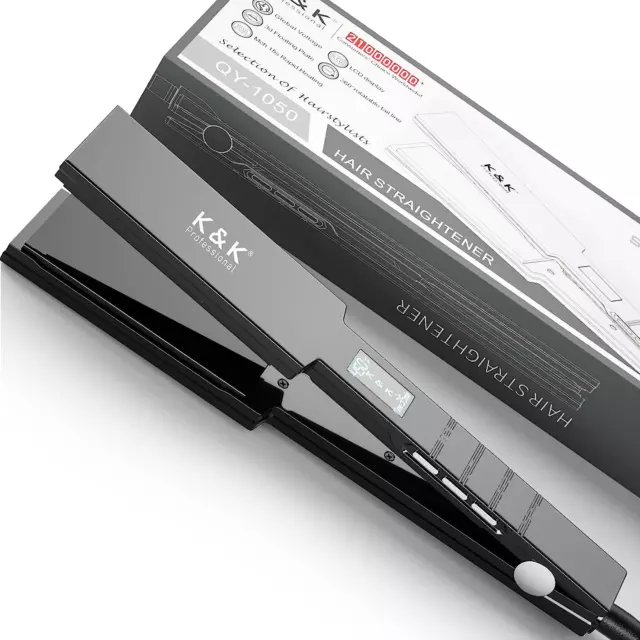 K&K Hair Straightener 1 3/4 Inch Professional Wide Titanium 1.75" Flat Iron Max