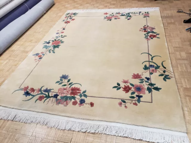 8x10 CHINESE RUG VINTAGE AUBUSSON PEKING DECO AUTHENTIC 100% WOOL ORIENTAL RUG 8x10 CHINESE RUG VINTAGE AUBUSSON PEKING DECO AUTHENTIC 100% WOOL ORIENTAL RUG
