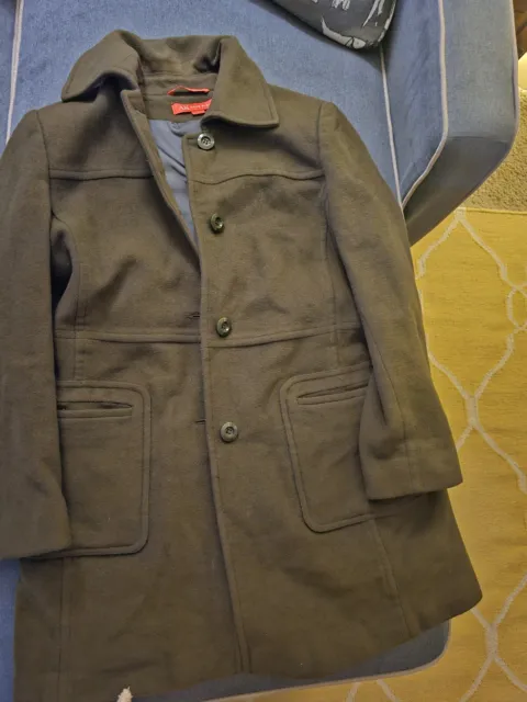 Anne Klein Large Dark Olive Green Wool Blend Coat