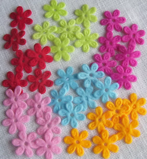 Lot 12 Appliques Embellissements Petites Fleurs Velours Scrapbooking Carterie