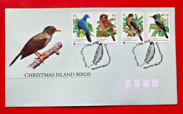 2002 FDC Christmas Island. Birds. "Feather" postmark.