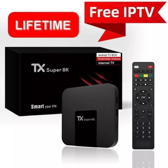 Tx Super 8k LIFETIME Internet Smart Android Tv Box Free TV NO SUBSCRIPTION