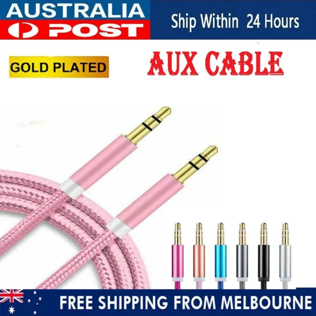 AUX Cable 3.5mm Stereo Audio Male to Male Jack Plug Auxiliary Nylon Braided Cord