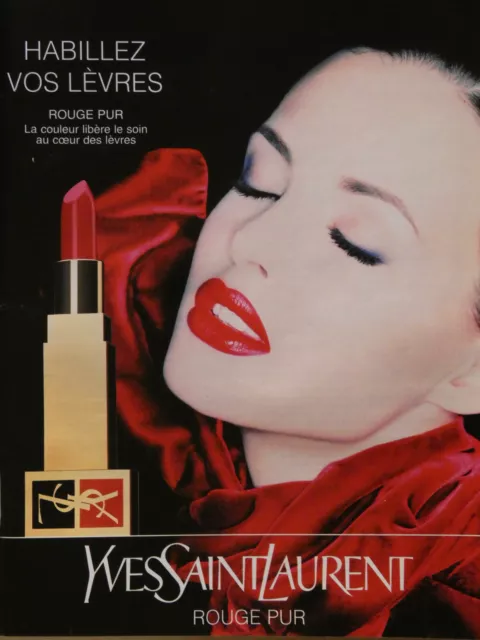 Publicité De Presse 1995 Rouge Pur Yves Saint Laurent Habillez Vos Lèvres