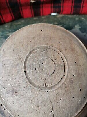 Xxl primitive old wooden carved bowl w/lid early primitive 18th 3