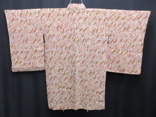 7854L3 Silk Vintage Japanese Kimono Haori Jacket Pine Tree Abstract art Long