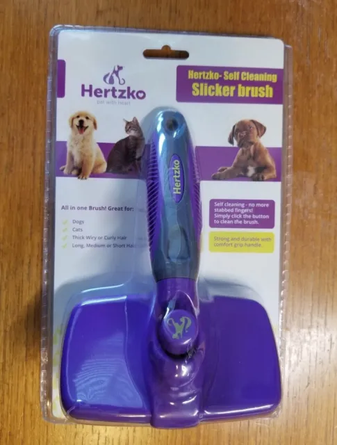 Hertzko Self Cleaning Pet Dog Cat Slicker Brush Grooming Gently Removes Hair