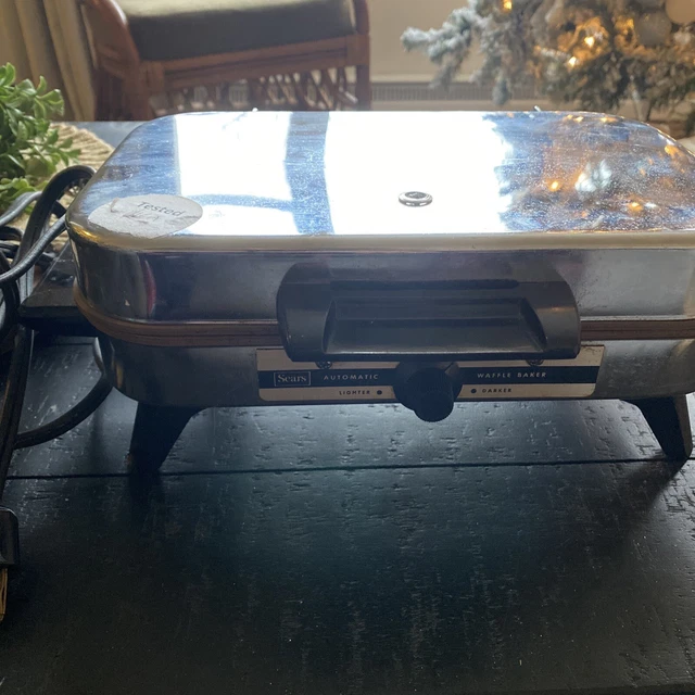 VTG CHROME SEARS Kenmore Electric Automatic Grill Griddle Waffle Maker