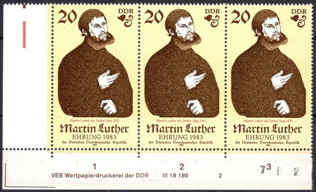 DDR 1982 Mi.Nr. 2755 ** postfrisch Eckrand mit DV Druckvermerk FN 2