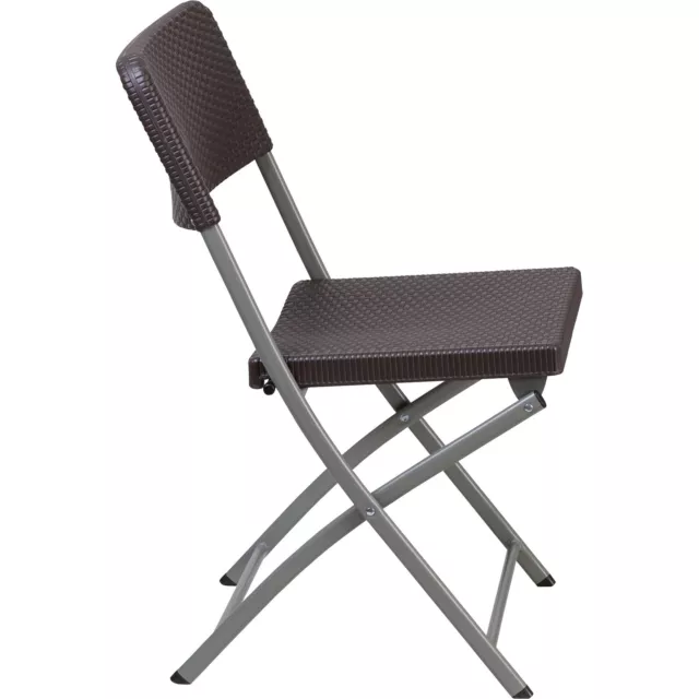 Flash Furniture Plastic Rattan Folding Chair — Brown, 440-Lb. Capacity, 18in.W