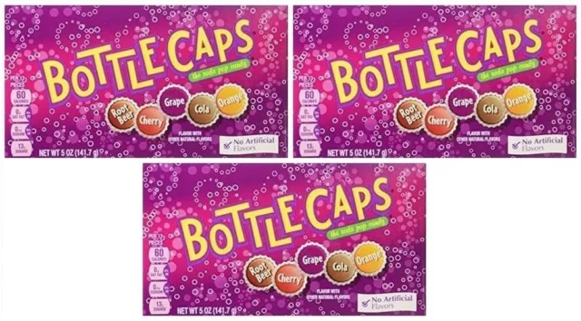 3x Bottle Caps Theatre Box 141.7g The Soda Pop Candy American Sweets