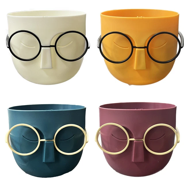 XUDREZ Set 4 Vasi In Ceramica Per Piante Grasse – 7,5 Cm, Con Foro Di Drenaggio E Vassoio In Bambù, Design Geometrico Nordico, Regalo Casa - 2