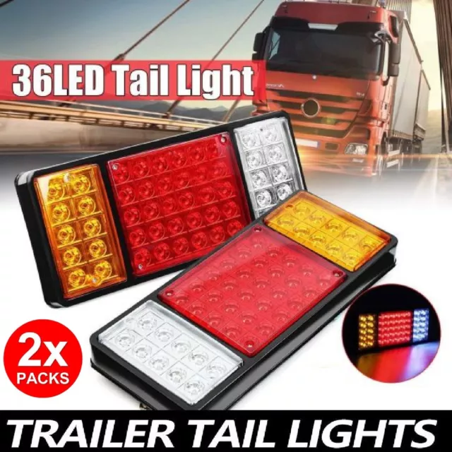 2x 36 LED Tail Lights Stop Indicator Reverse Lamp 12V Trailer Truck Ute Light AU
