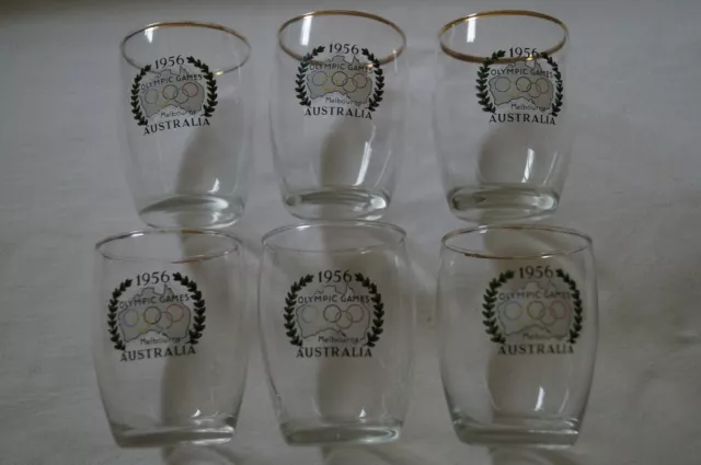 Olympic Games Collectable - Set of 6 -1956 Melbourne Official Logo Olympic Glass