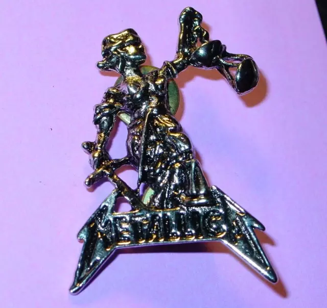 Metallica Justice For All 1991 Vintage Heavy Metal Jacket Hat Pin Nos