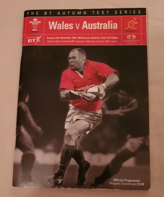 - 2001 WALES V AUSTRALIA Autumn Series International Rugby Union Programme