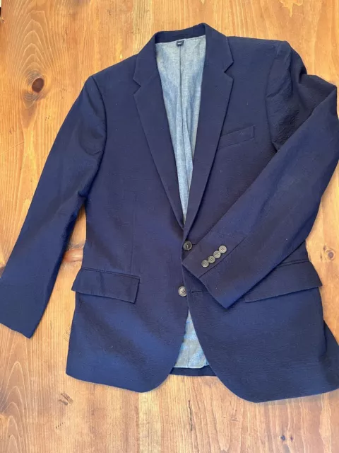 NAVY-BLUE J.CREW THOMSPON SEERSUCKER SPORT COAT sz 38s cotton blazer suit jacket