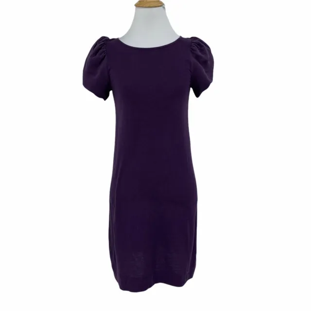 Juicy Couture Puff Shoulder Mini Dress Women's Size Petite S Purple Silk Trim