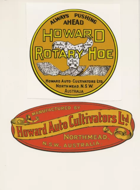 Howard Auto-Cultivator Vintage Rotary Hoe and Mower Repro Decals