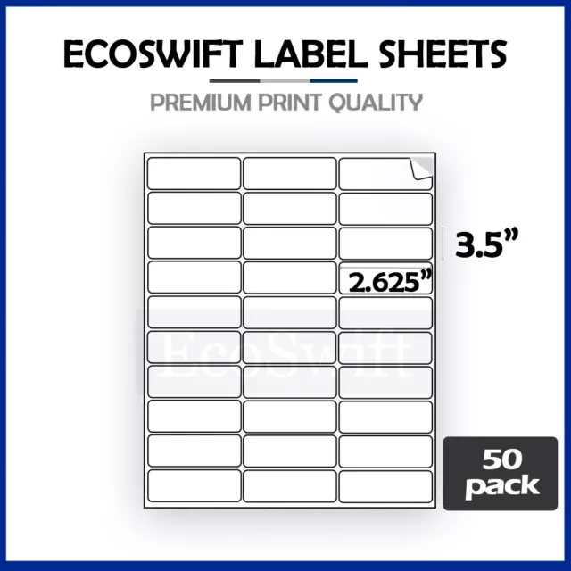 1500 2.625 x 1 EcoSwift Laser Address Shipping Adhesive Labels 30/sheet 1 x2 5/8