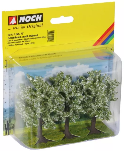 NOCH 25111 - H0, Tt Alberi da Frutto, Bianco Fiori, 3 Pezzo, 8 CM Alto - Nuovo