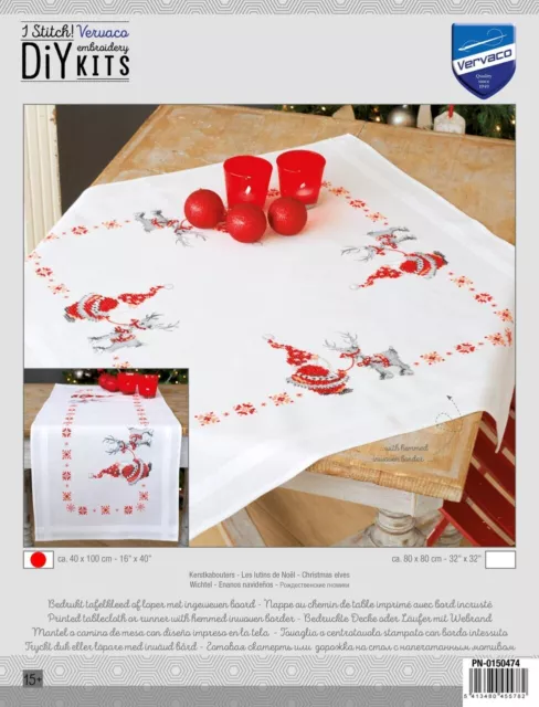Vervaco Embroidery Kit: Tablecloth: Christmas Elves
