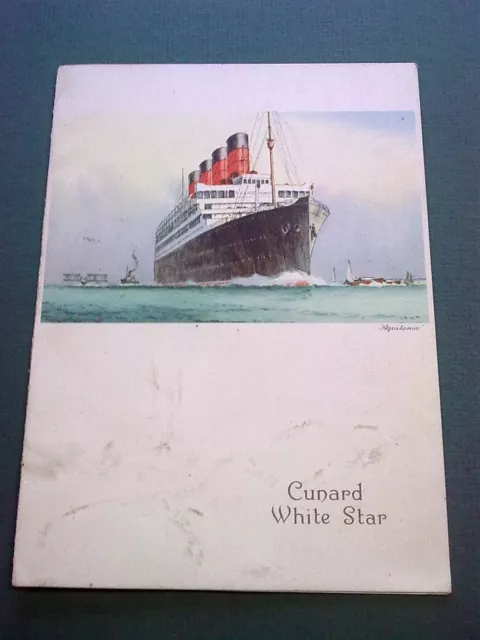 Menu Cunard White Star line Queen Mary 1937